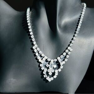 Vintage 1950s–1960s Rhinestone Necklace • Mid Century Formal